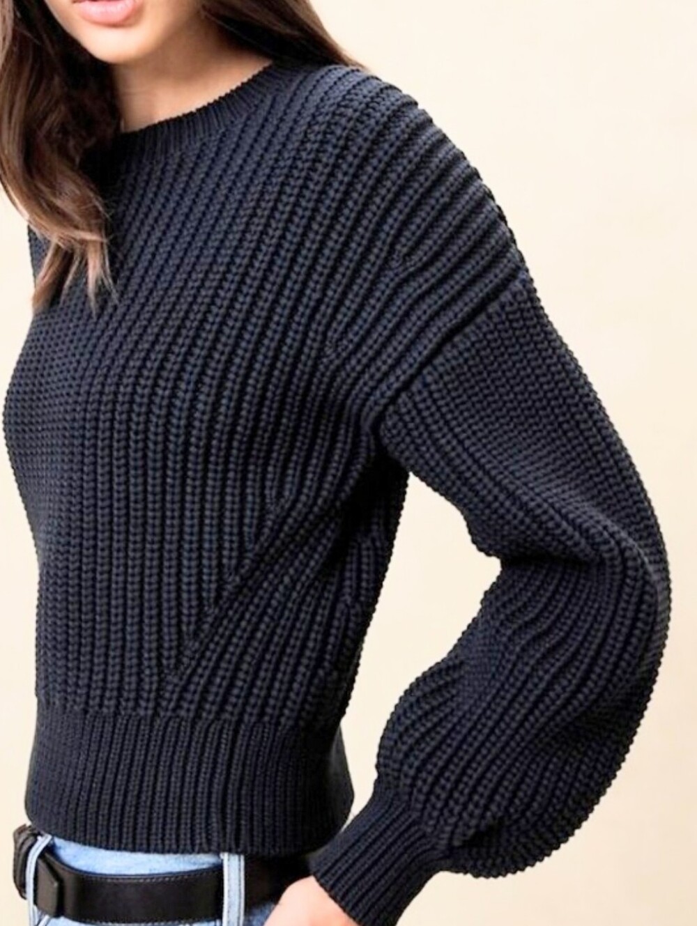 Banana Republic Textured Classic Navy Blue Chunky Knit Sweater Size Small Preppy